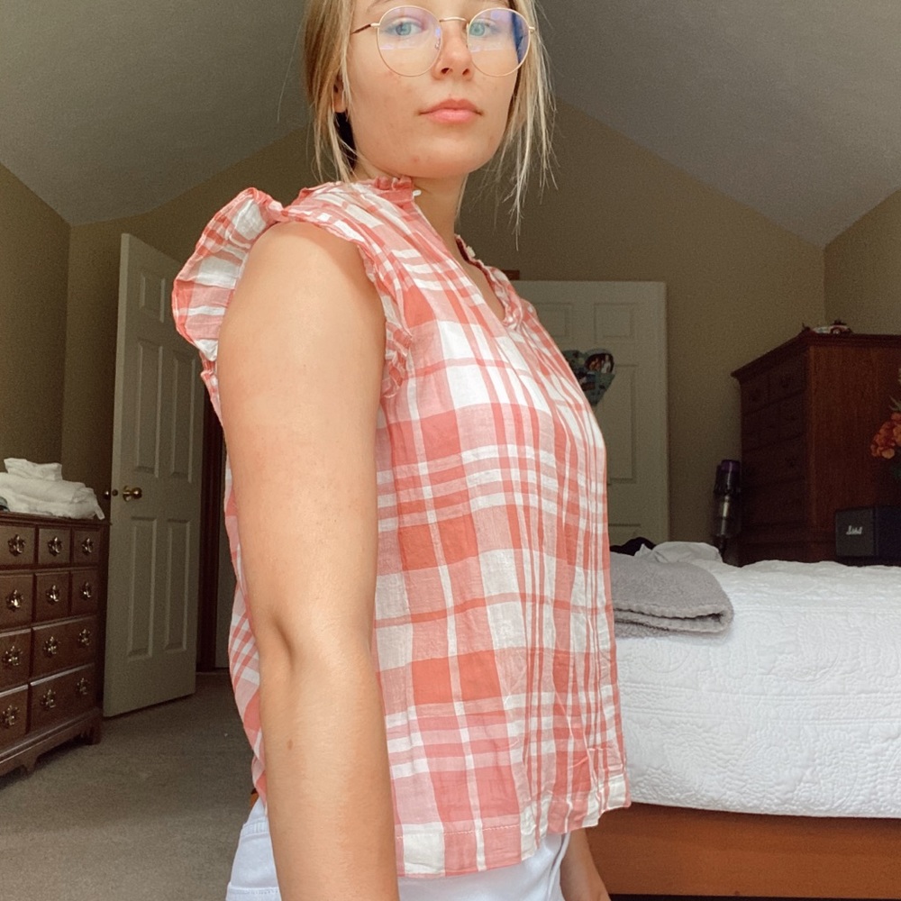 red and white plaid shirt